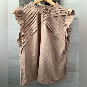 SHEIN Ruffled Sleeveless Blouse - Beige